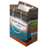 素朴な木絵を描の上に生まれた誕生日 ミディアムペーパーバッグ (正面アングル)