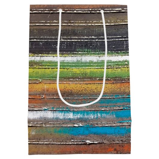 素朴な木絵を描の上に生まれた誕生日 ミディアムペーパーバッグ (裏面)