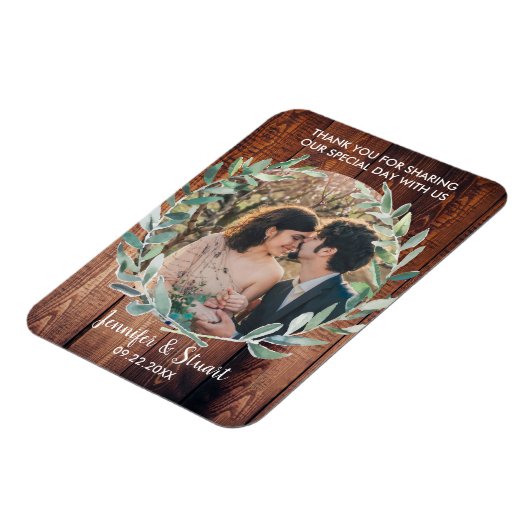 素朴な木葉の水の色のありがとうござ結婚う マグネット (左側)