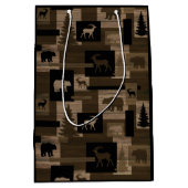 素朴な木製くまのアメリカヘラジカパターンギフトバッグ ミディアムペーパーバッグ (正面)