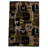 素朴な木製くまのアメリカヘラジカパターンギフトバッグ ミディアムペーパーバッグ (裏面)