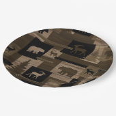 素朴な木製くまのアメリカヘラジカパターン紙皿 ペーパープレート (アングル)