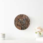 素朴な木製くま ラウンド壁時計 (ホーム)