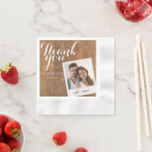素朴な木製と写真フレームの結婚式のお礼 縁ありカクテルナプキン (インサイチュ)