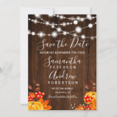 素朴な木製のかぼちゃのストリングライト　保存日 セーブザデート (正面)