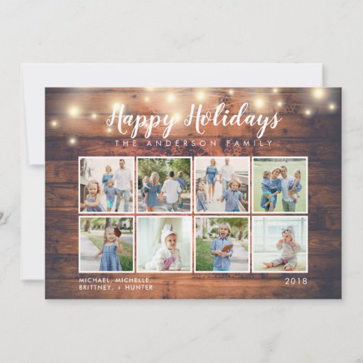 素朴な木製のひもは写真の休日をつけます シーズンカード (正面)