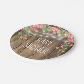 素朴な木製のひもは花の女の子のベビーシャワーをつけます ペーパープレート (アングル)