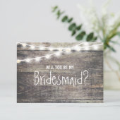 素朴な木製のひもライト　あなたは私のブライズメイドになってくれますか 招待状 (スタンド正面)