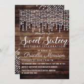 素朴な木製のぶら下がったなダイヤモンドは菓子16をつけます 招待状 (正面/裏面)