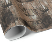 素朴な木製のアメリカヘラジカ ラッピングペーパー (ロールコーナー)