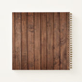 素朴な木製のイニシャル名の花柄レシピジャーナル ノートブック (裏面)
