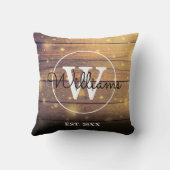 素朴な木製のイニシャル エレガントなスクリプト クッション (裏面)