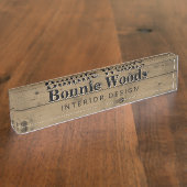 素朴な木製のインテリア・デザイナーの税関事務所 デスクネームプレート (側面)