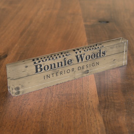 素朴な木製のインテリア・デザイナーの税関事務所 デスクネームプレート (側面)