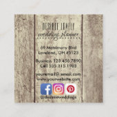 素朴な木製のウェディングプランナーのヴィンテージの花柄のレース スクエア名刺 (裏面)