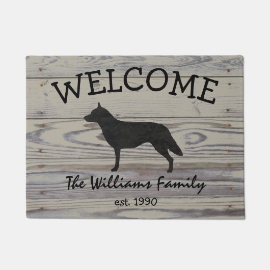 素朴な木製のオーストラリアの牛犬の水彩画 ドアマット (正面)