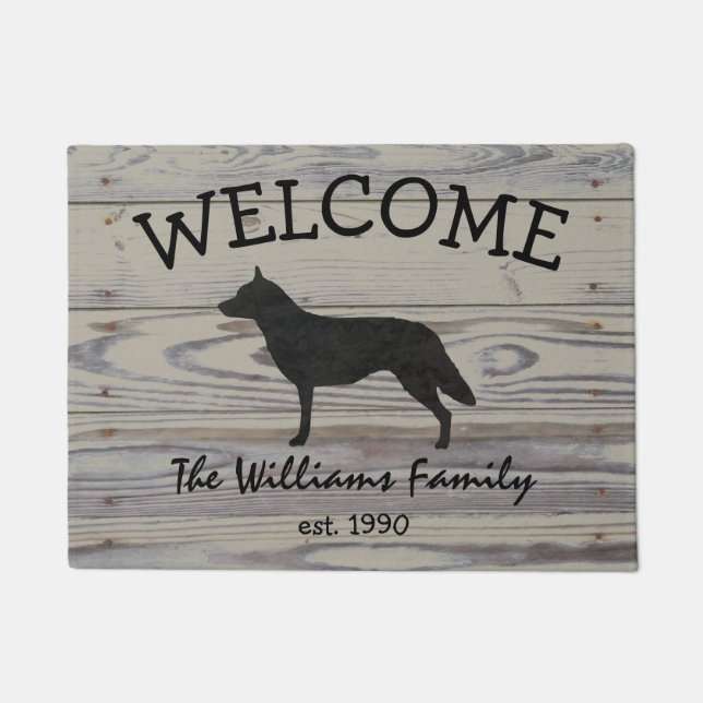 素朴な木製のオーストラリアの牛犬の水彩画 ドアマット (正面)