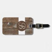 素朴な木製のカスタムなモノグラムの荷物のラベル ラゲッジタグ (正面横)