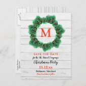 素朴な木製のクリスマスのリース|の休日のパーティ 案内ポストカード (正面/裏面)