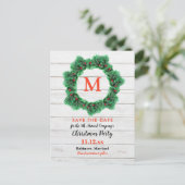 素朴な木製のクリスマスのリース|の休日のパーティ 案内ポストカード (スタンド正面)