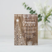素朴な木製のクリスマスツリー ホリデーパーティーの招待状 ポストカード (スタンド正面)
