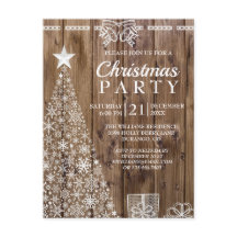 素朴な木製のクリスマスツリー ホリデーパーティーの招待状
