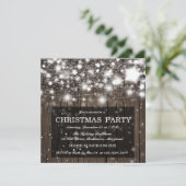 素朴な木製のクリスマス・パーティの輝くな星 招待状 (スタンド正面)