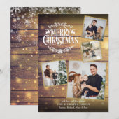 素朴な木製のクリスマス フォト コラージュ 4 枚組 シーズンカード (正面/裏面)