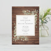 素朴な木製のグリーンカントリーウェディングフォト 招待状 (スタンド正面)