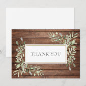 素朴な木製のグリーン サンクスカード サンキューカード (正面/裏面)