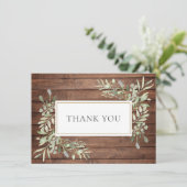 素朴な木製のグリーン サンクスカード サンキューカード (スタンド正面)
