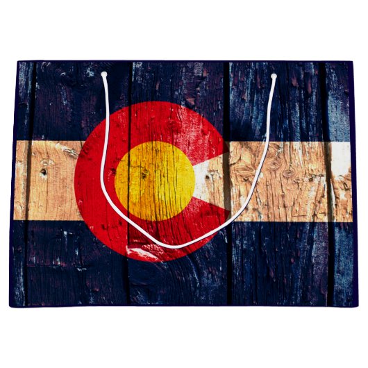 素朴な木製のコロラド州の旗のギフトバッグ ラージペーパーバッグ (正面)