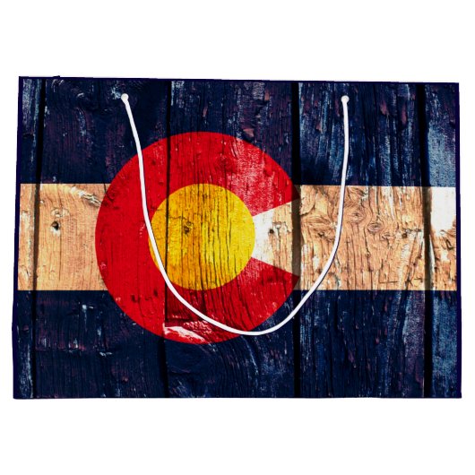 素朴な木製のコロラド州の旗のギフトバッグ ラージペーパーバッグ (裏面)