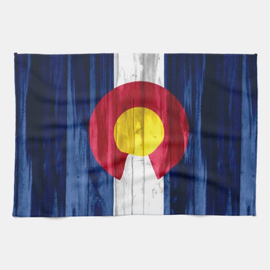 素朴な木製のコロラド州の旗手タオル キッチンタオル (横)