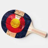 素朴な木製のデンバーコロラド州の旗の卓球のかい 卓球ラケット (横)