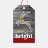 素朴な木製のトナカイのヒマワリのクリスマス ギフトタグ (正面)