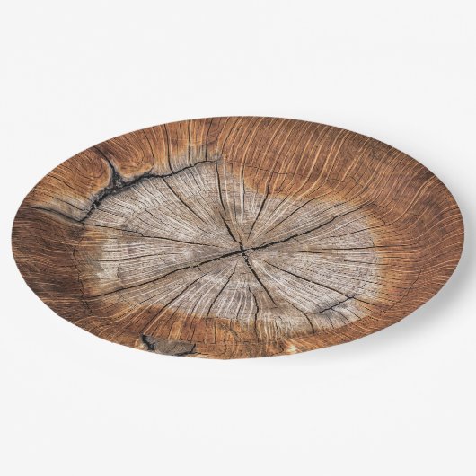 素朴な木製のトランクの使い捨て可能な紙皿 ペーパープレート (アングル)