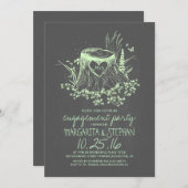 素朴な木製のハートの木の婚約パーティの招待 招待状 (正面/裏面)