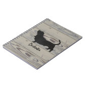 素朴な木製のバセットハウンドの水彩画のシルエット ノートブック (左側)