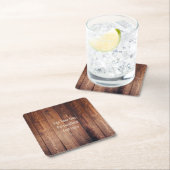 素朴な木製のパーソナライズな文字 スクエアペーパーコースター (インサイチュ)