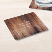 素朴な木製のパーソナライズな文字 スクエアペーパーコースター (アングル)