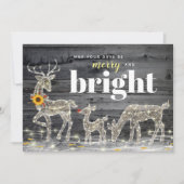 素朴な木製のヒマワリのトナカイのクリスマスカード 招待状 (正面)