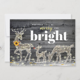 素朴な木製のヒマワリのトナカイのクリスマスカード 招待状