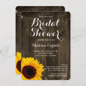 素朴な木製のヒマワリのブライダルシャワー招待状 招待状 (正面/裏面)
