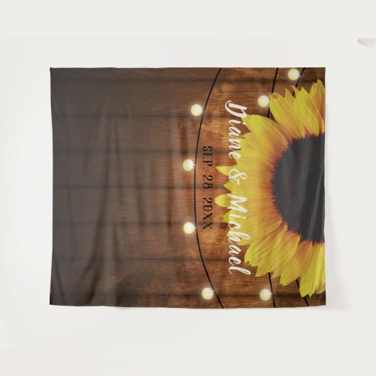 素朴な木製のヒマワリの結婚式の写真ブースの背景幕 タペストリー (正面(横))