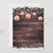 素朴な木製のピンクのバラのゴールドオーナメント ホリデーパーティー 招待状 (裏面)