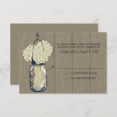 素朴な木製のメイソンジャーにヒアシンス  出欠確認 出欠カード (正面/裏面)