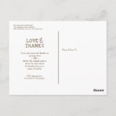 素朴な木製のメイソンジャーに花を添えたラブ・サンクス ウェディング ポストカード (裏面)