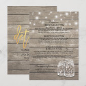 素朴な木製のメイソンジャー ストリング ライト ウェディング ディテール エンクロージャーカード (正面/裏面)