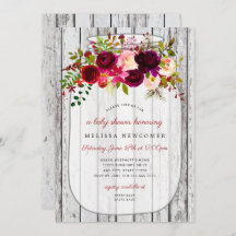 素朴な木製のメイソンジャー ベビーシャワー招待状